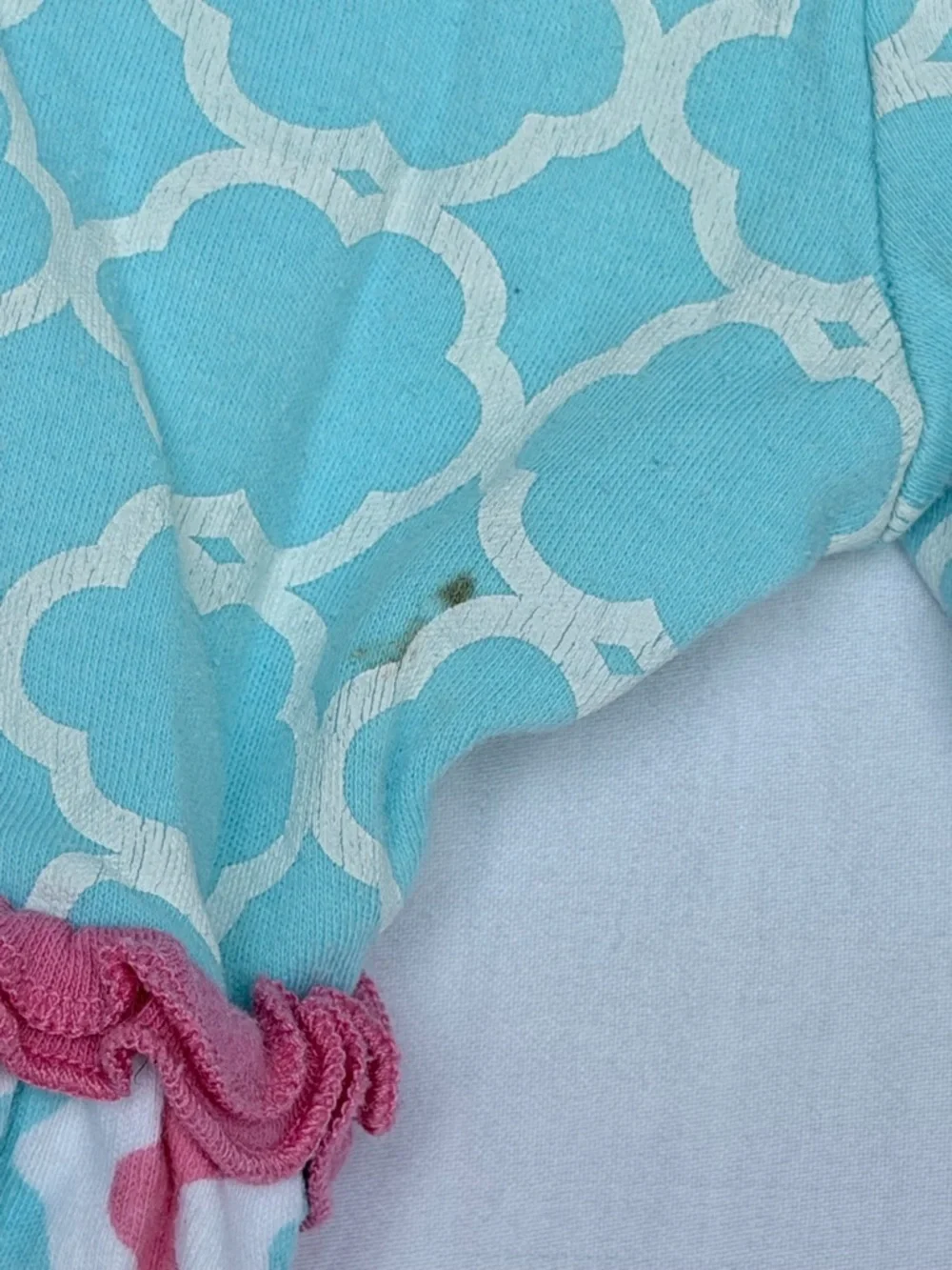 6 MTH Baby Essentials Pink and Aqua Ruffle Two-Piece Set